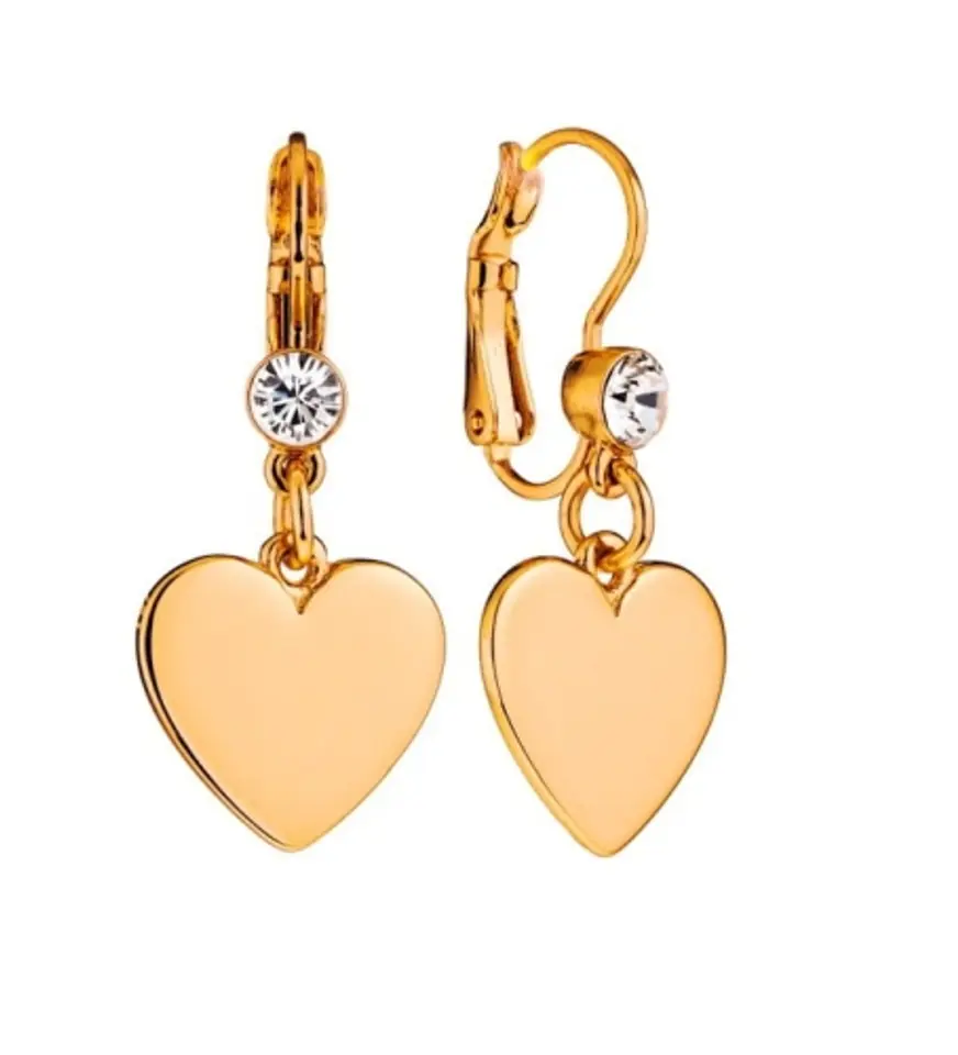 ⁨Hanging heart earrings with crystals (P13379AU)⁩ at Wasserman.eu