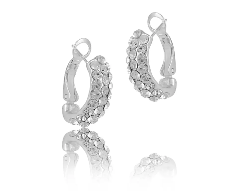⁨Crystal earrings semicircle (P10971AG)⁩ at Wasserman.eu