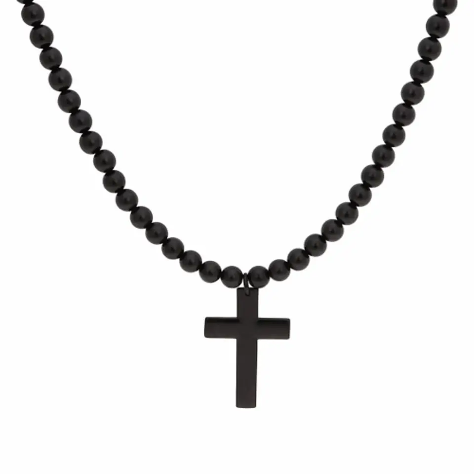 ⁨Naszyjnik Unisex z czarnym krzyżem (C15/ROZ/48RU)⁩ w sklepie Wasserman.eu