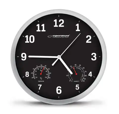 ⁨Zegar ścienny Esperanza LYON EHC016K (kolor czarny)⁩ w sklepie Wasserman.eu