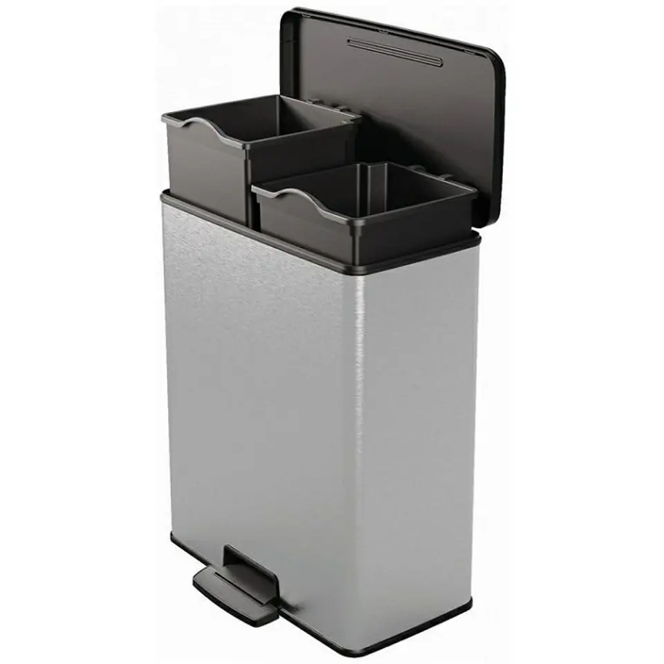 ⁨Kosz na śmieci CURVER DECO BIN z pedałem 26L+26L srebrny metalizowany 01129-C70-00 251002⁩ w sklepie Wasserman.eu