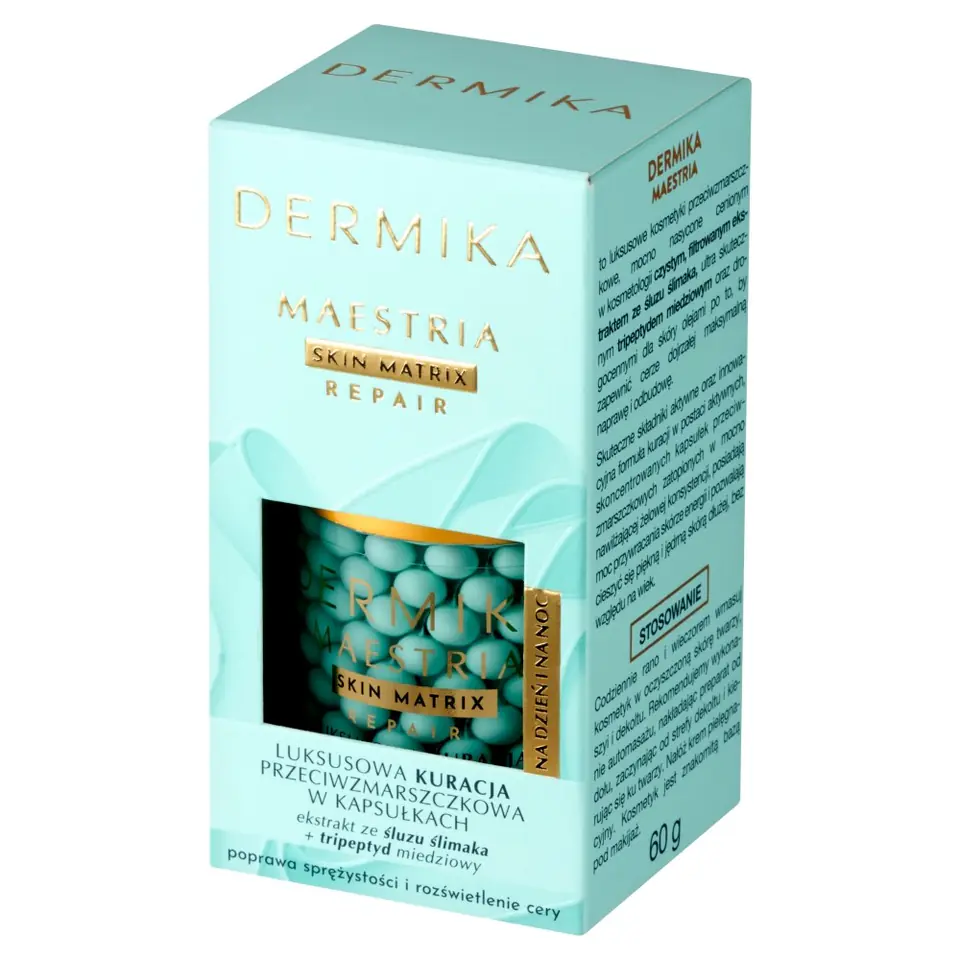 ⁨DERMIKA Maestria Skin Matrix Repair Luksusowa Kuracja przeciwzmarszczkowa w kapsułkach z ekstraktem ze śluzu ślimaka na dzień i noc 60g⁩ w sklepie Wasserman.eu