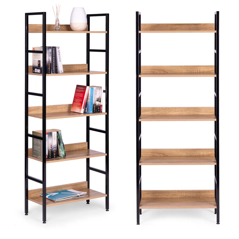 Reał loftowy wysoki 5 półek metal MDF ModernHome w sklepie Wasserman.eu