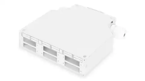 ⁨Przełącznica światłowodowa na szynę DIN 6x SC duplex biała uchwyt spawów 125x130x35mm DN-96890⁩ w sklepie Wasserman.eu
