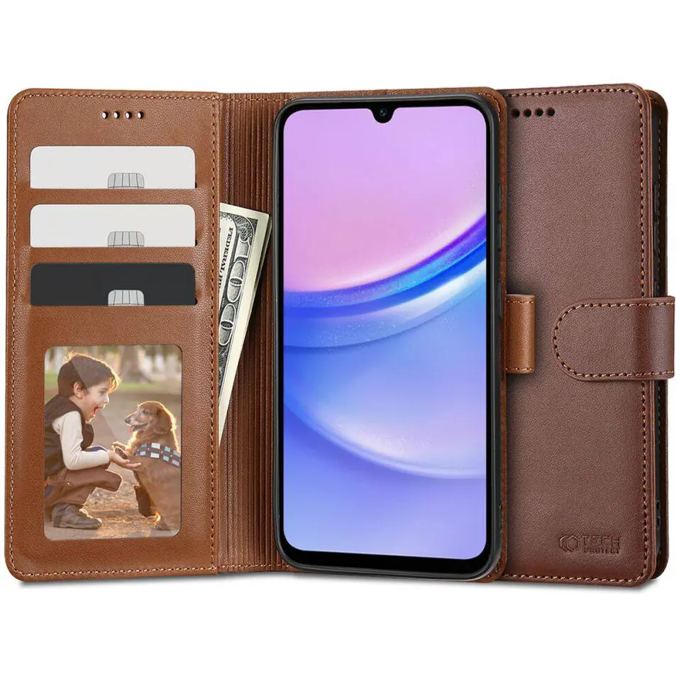 ⁨Etui GALAXY A15 4G / 5G Tech-Protect Wallet brązowe⁩ w sklepie Wasserman.eu