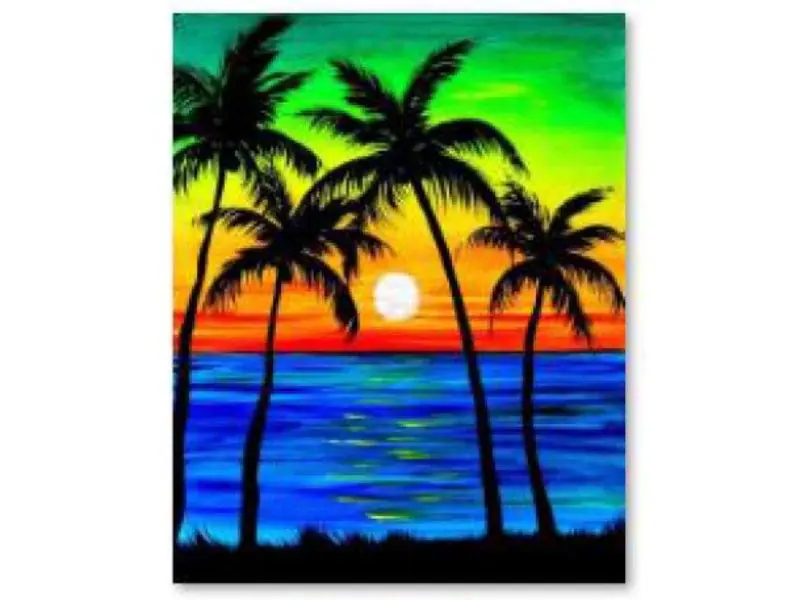 ⁨Diamond Embroidery, Painting, Diamond Mosaic Diamond Painting, PALM TREES - SUNSET 30x40cm⁩ at Wasserman.eu