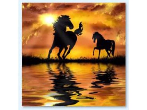 ⁨Diamond Embroidery, Painting, Diamond Mosaic Diamond Painting, HORSES - SUNSET 30x30cm⁩ at Wasserman.eu