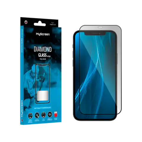 ⁨Szkło ochronne MyScreen DIAMOND GLASS LITE edge FULL GLUE czarne Apple iPhone 12 Pro Max 6.7"⁩ w sklepie Wasserman.eu