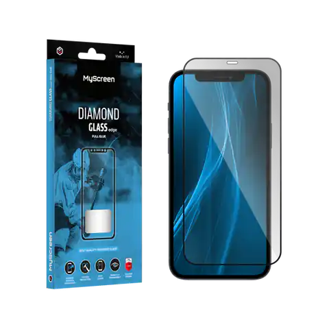 ⁨Szkło ochronne MyScreen DIAMOND GLASS LITE edge FULL GLUE czarne Apple iPhone 12/12 Pro 6.1"⁩ w sklepie Wasserman.eu