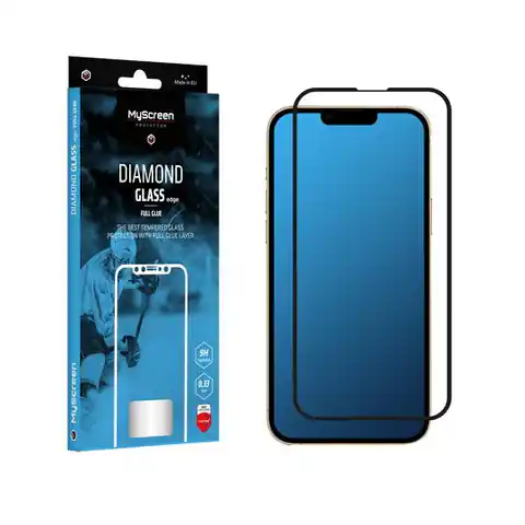 ⁨Szkło ochronne MyScreen DIAMOND GLASS LITE edge FULL GLUE czarne Apple iPhone 13/13 Pro 6.1"⁩ w sklepie Wasserman.eu