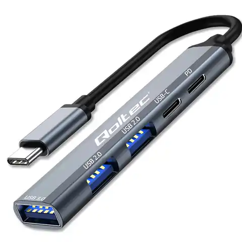 ⁨Qoltec Hub Adapter USB-C 3.1 5w1 | USB-C PD| USB-C | 2x USB 2.0 | USB 3.0⁩ w sklepie Wasserman.eu
