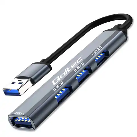 ⁨Qoltec Hub Adapter USB 3.0 4w1 | USB 3.0 | 3x USB 2.0⁩ w sklepie Wasserman.eu