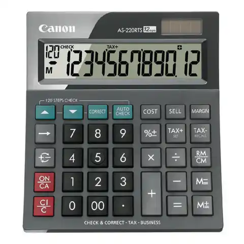 ⁨Canon Kalkulator AS-220RTS, szara, biurkowy, 12 miejsc⁩ w sklepie Wasserman.eu