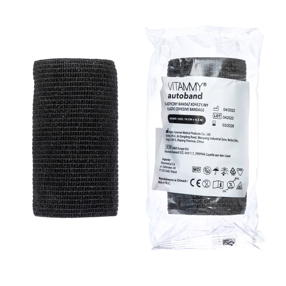 VITAMMY AUTOBAND CZARNY 10cm x 450cm Elastyczny bandaż kohezyjny samoprzylepny w sklepie Wasserman.eu