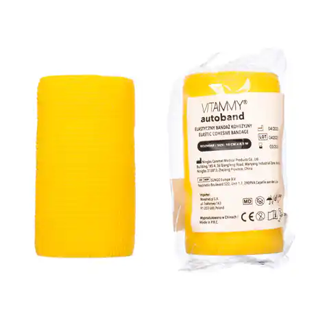 ⁨Vitammy Autoband kolor żółty 10cm x 450cm Elastyczny bandaż kohezyjny samoprzylepny⁩ w sklepie Wasserman.eu