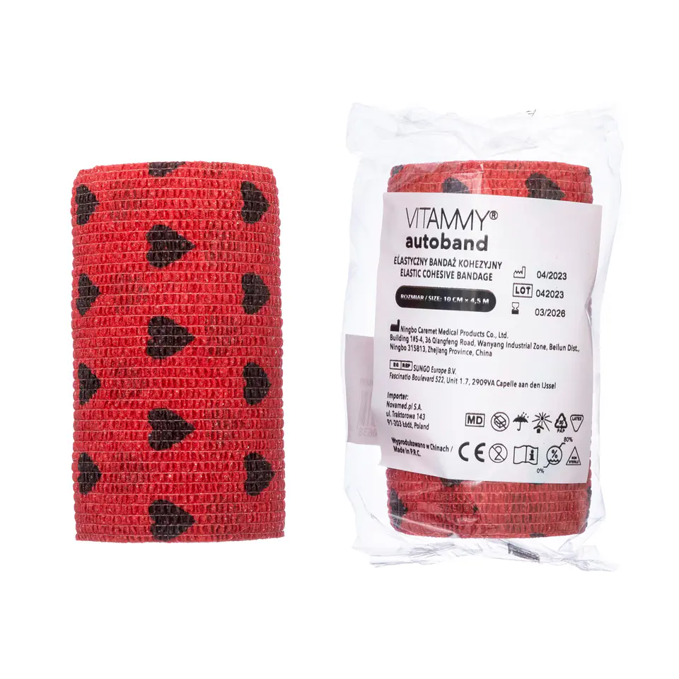 VITAMMY AUTOBAND SERDUSZKA CZARNE 10cmx450cm Elastyczny bandaż kohezyjny samoprzylepny w sklepie Wasserman.eu