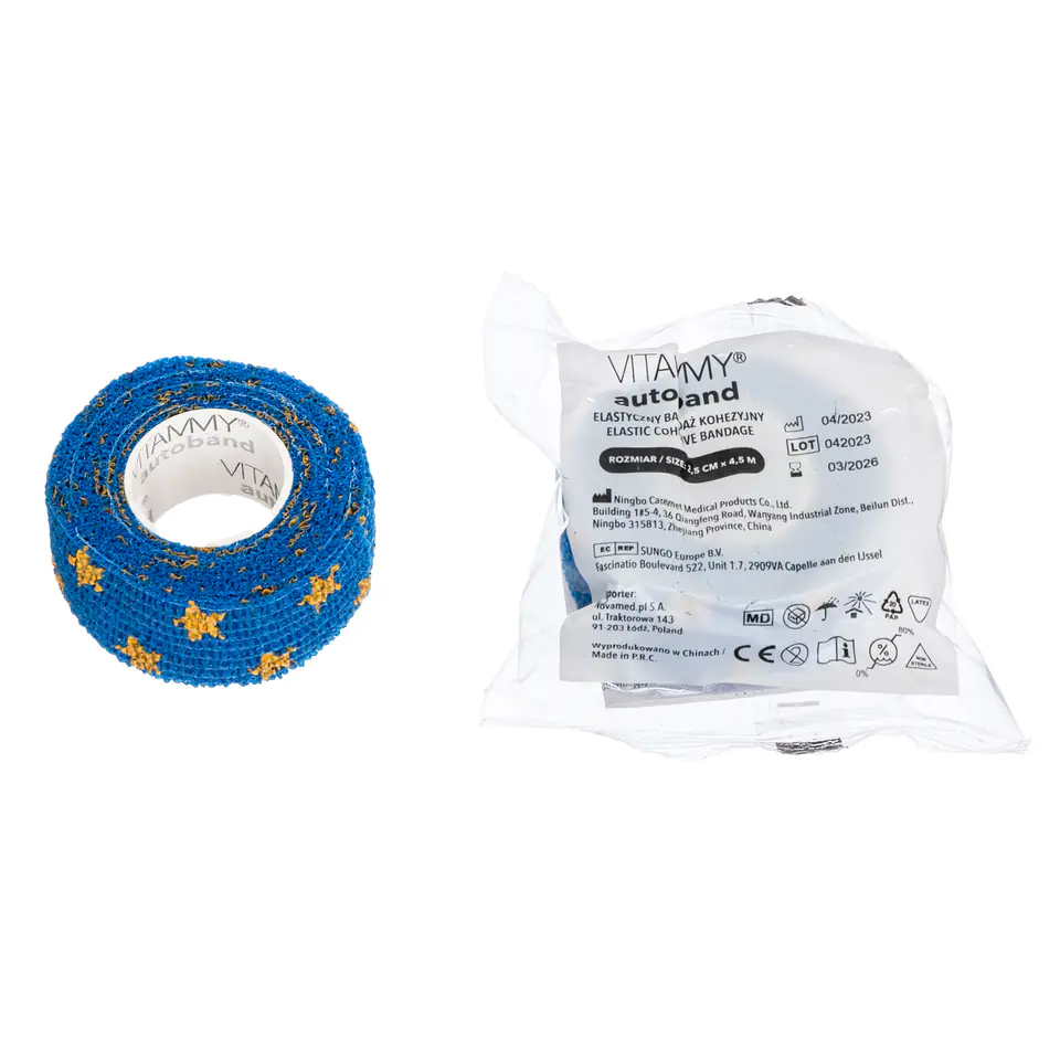 ⁨VITAMMY AUTOBAND GWIAZDKI 2,5cm x 450cm Elastyczny bandaż kohezyjny samoprzylepny⁩ w sklepie Wasserman.eu