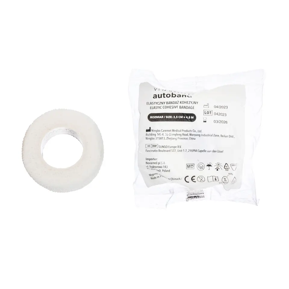 VITAMMY AUTOBAND BIAŁY 2,5cm x 450cm Elastyczny bandaż kohezyjny samoprzylepny w sklepie Wasserman.eu