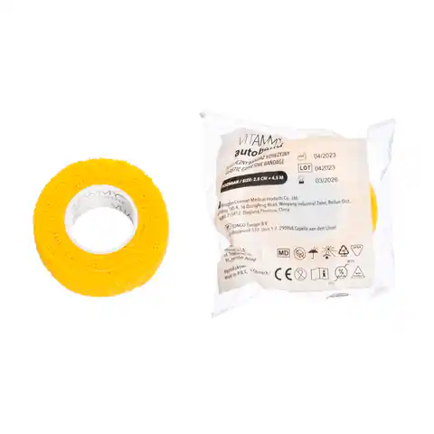 ⁨Vitammy Autoband kolor żółty 2,5cm x 450cm Elastyczny bandaż kohezyjny samoprzylepny⁩ w sklepie Wasserman.eu