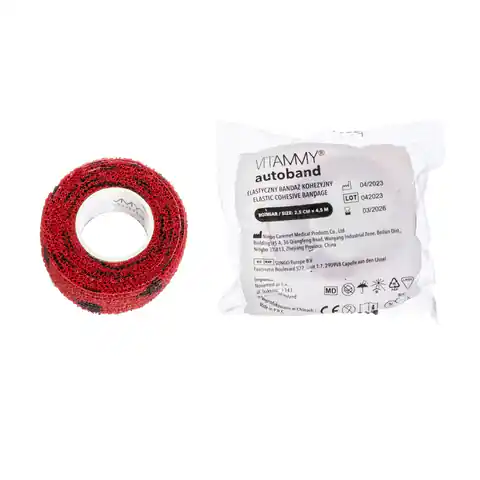 ⁨Vitammy Autoband serduszka czarne 2,5cm x 450cm Elastyczny bandaż kohezyjny samoprzylepny⁩ w sklepie Wasserman.eu