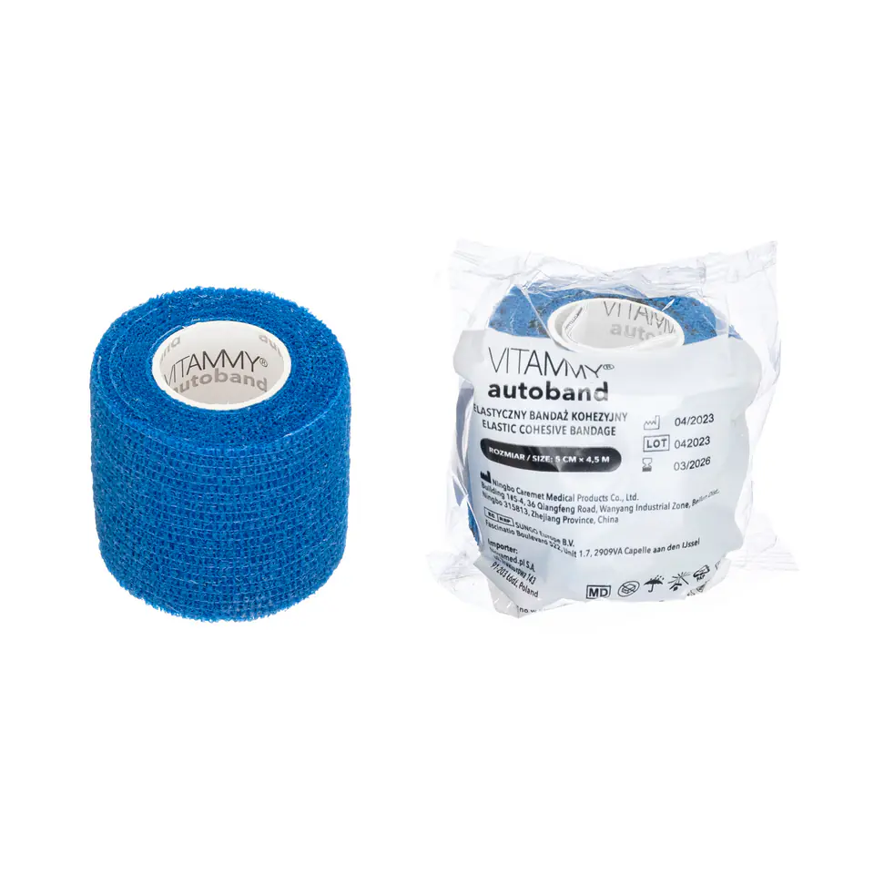 ⁨VITAMMY AUTOBAND TURKUSOWY 5cm x 450cm Elastyczny bandaż kohezyjny samoprzylepny⁩ w sklepie Wasserman.eu