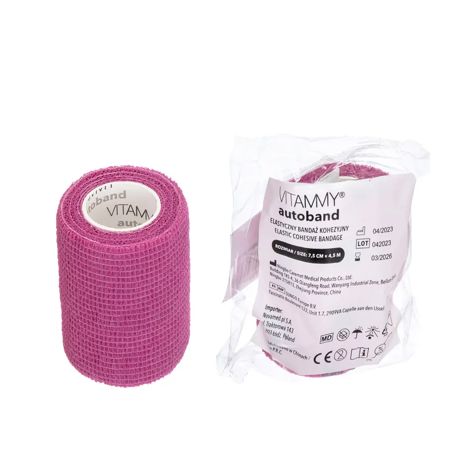 ⁨Vitammy Autoband kolor różowy 7,5cm x 450cm Elastyczny bandaż kohezyjny samoprzylepny⁩ w sklepie Wasserman.eu