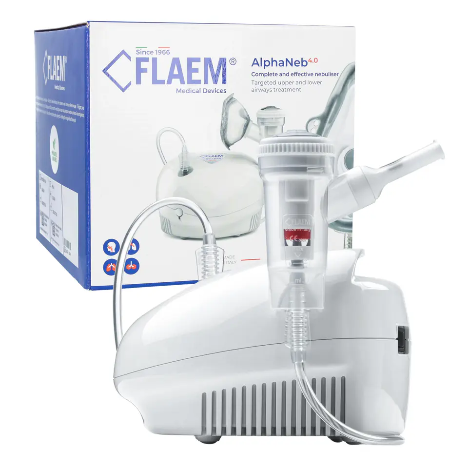 ⁨FLAEM ALPHANEB 4.0 Inhalator tłokowy z nebulizatorem RF9, certyfikat TÜV⁩ w sklepie Wasserman.eu
