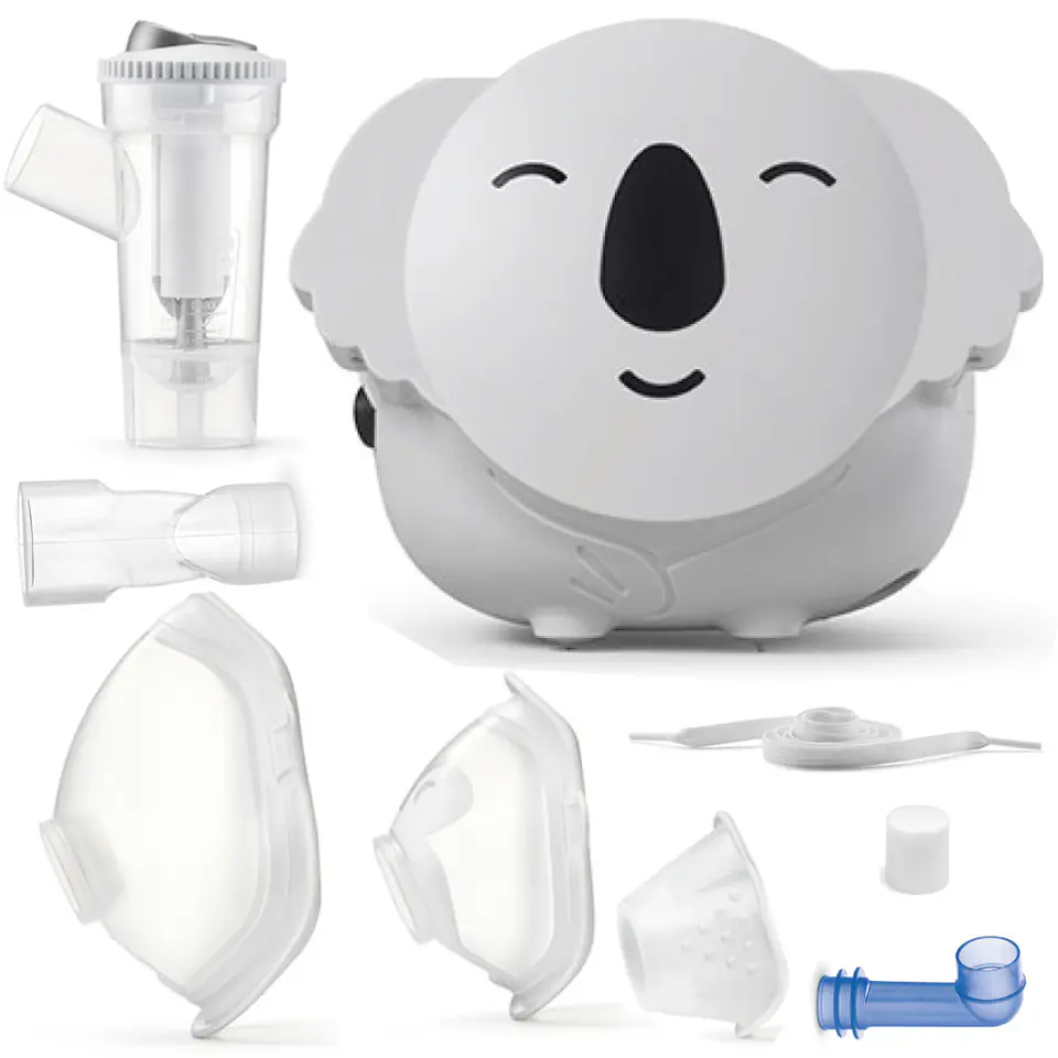 ⁨FLAEM KOALA Inhalator dziecięcy z nebulizatorem RF7, 3 maski, certyfikat TÜV⁩ w sklepie Wasserman.eu