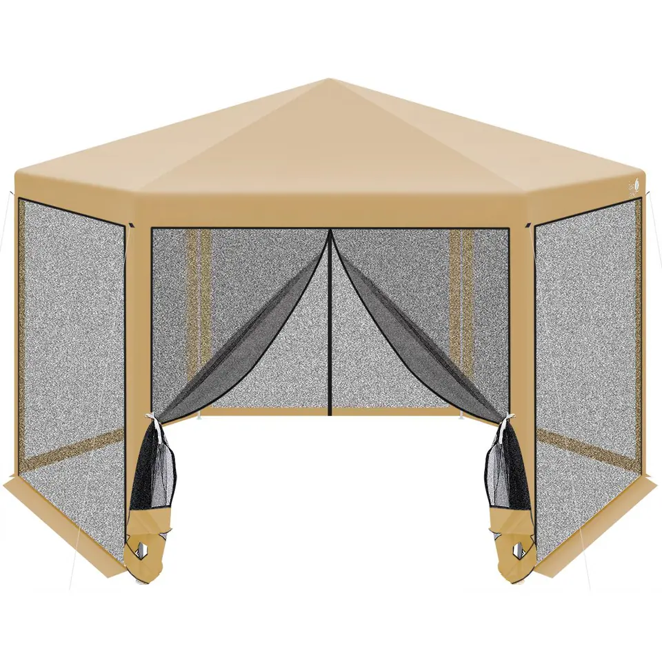 ⁨PAWILON OGRODOWY SZEŚCIOKĄTNY 2x2x2x2.5M Z MOSKITIERĄ BEŻOWY⁩ w sklepie Wasserman.eu