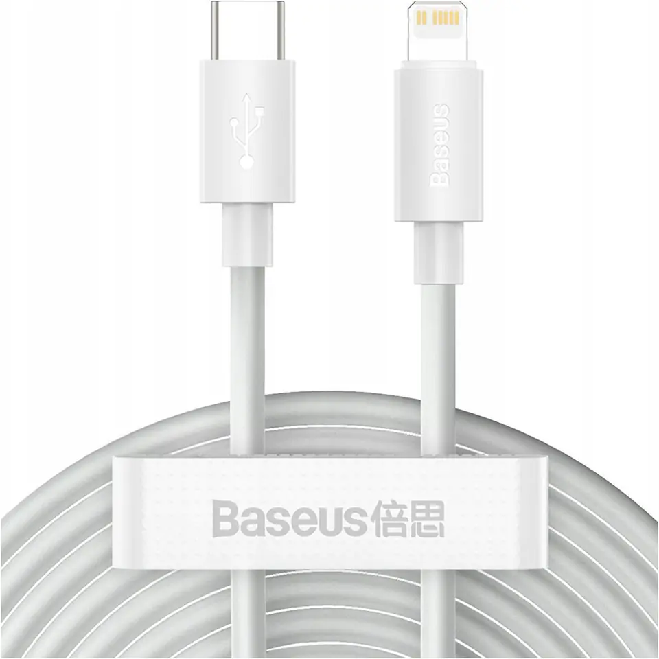 ⁨Kabel Baseus USB-C do Lightning iPhone PD 18W przewód 1m szybkie ładowanie szybki biały⁩ w sklepie Wasserman.eu