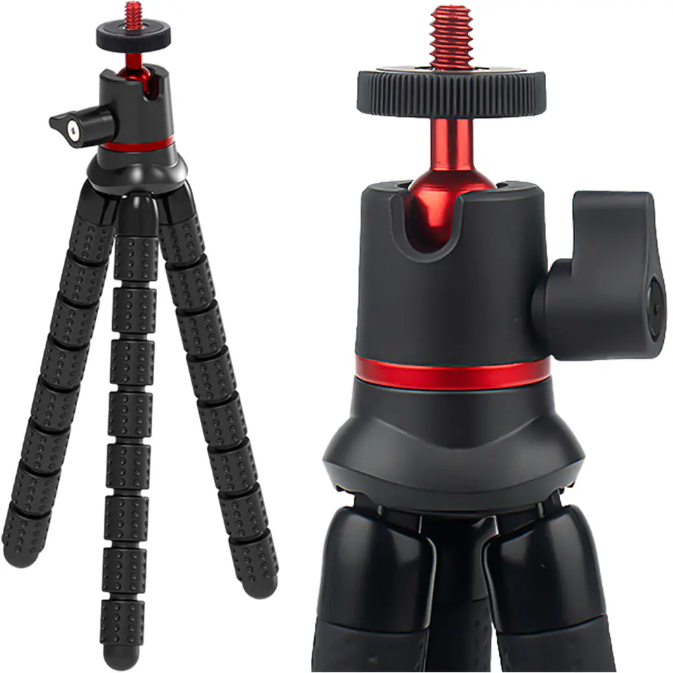 ⁨Elastyczny statyw do zdjęć mini tripod giętki na aparat kamerę 1/4" trójnóg Octopus czarny⁩ w sklepie Wasserman.eu