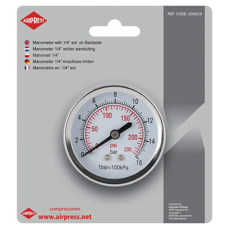 MANOMETR 1/4'' Z TYLNYM GWINTEM w sklepie Wasserman.eu