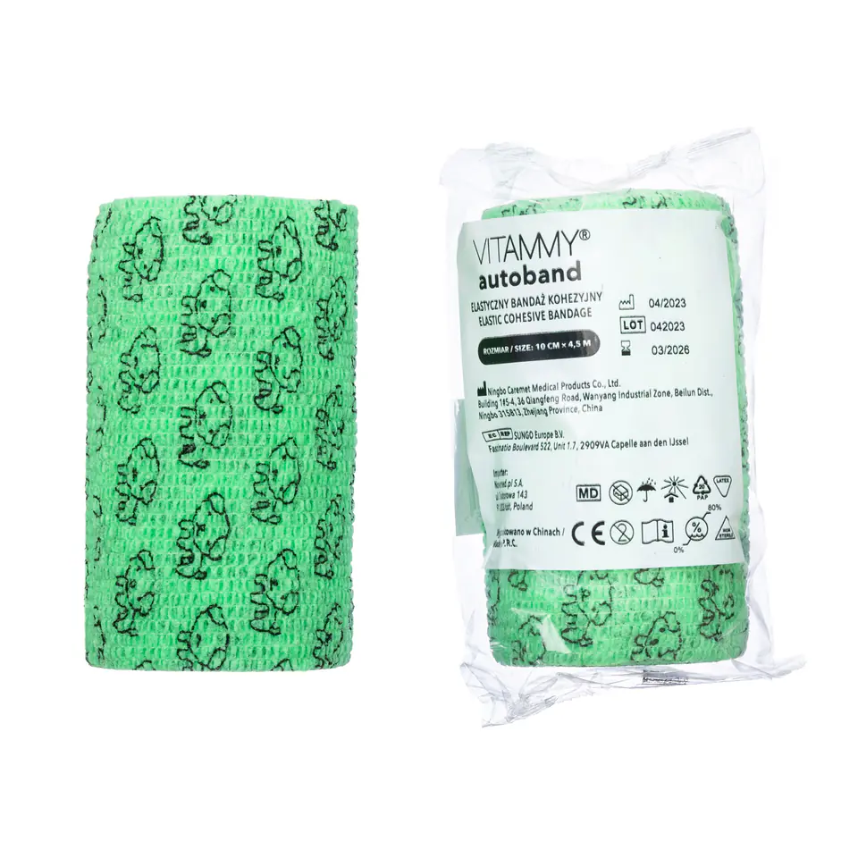 ⁨VITAMMY AUTOBAND PIESKI 10cm x 450cm Elastyczny bandaż kohezyjny samoprzylepny⁩ w sklepie Wasserman.eu
