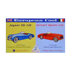 ⁨Model plastikowy - Samochody European Cool - Jaguar XK-120 / Ferrari 250 - Glencoe Models (2szt)⁩ w sklepie Wasserman.eu