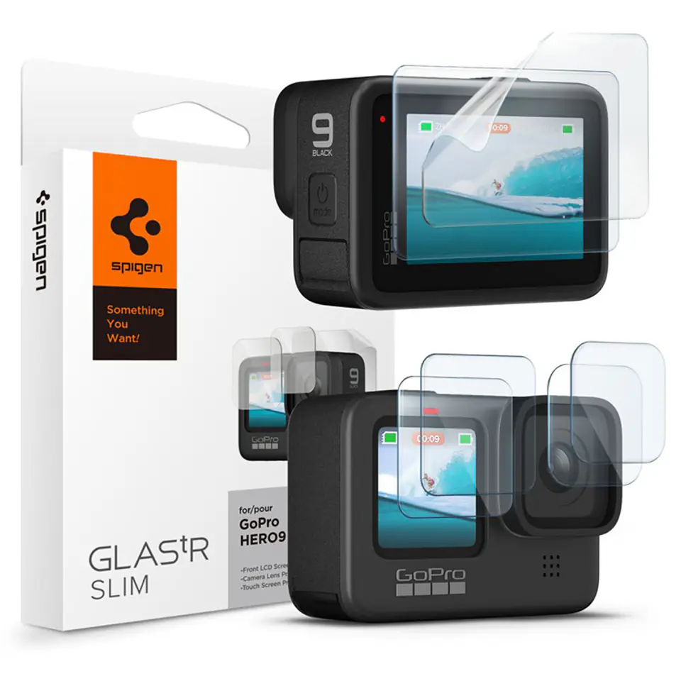 ⁨Spigen Glas.TR Slim + Film 2-Set - Zestaw szkieł i folii do GoPro Hero 12 / 11 / 10 / 9 (2 zestawy)⁩ w sklepie Wasserman.eu