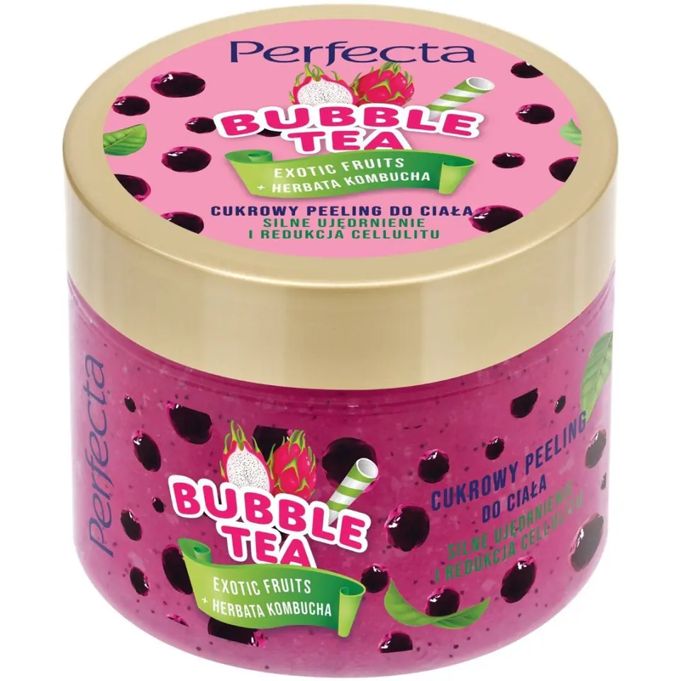 ⁨PERFECTA Bubble Tea Peeling cukrowy do ciała Exotic Fruits 300g⁩ w sklepie Wasserman.eu