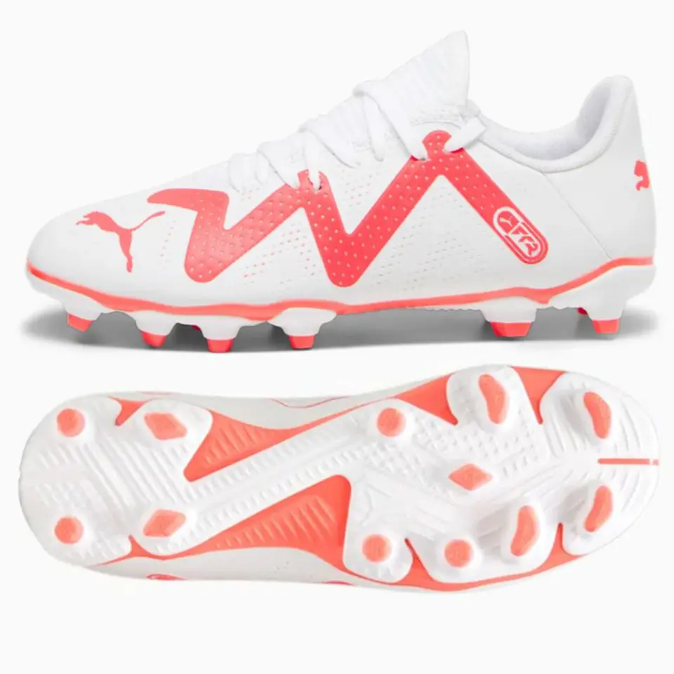 ⁨Buty Puma Future Play FG/AG Jr (kolor Biały, rozmiar 28)⁩ w sklepie Wasserman.eu