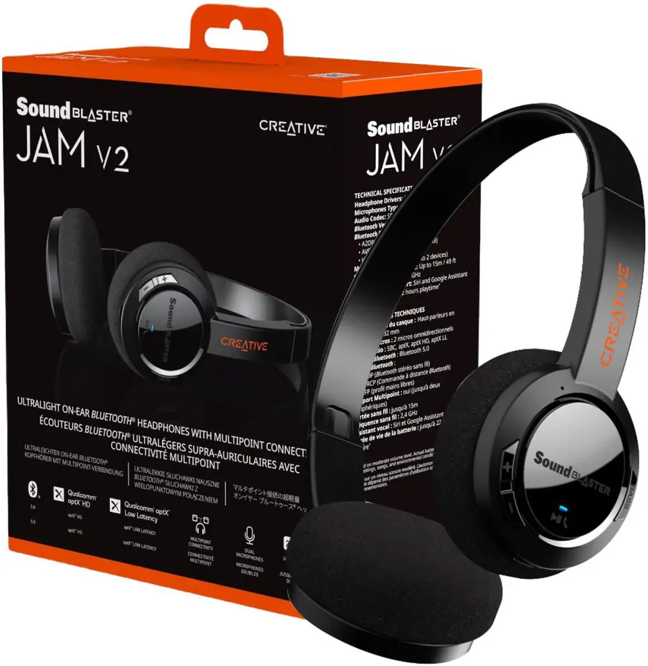 ⁨Creative Labs Sound Blaster JAM V2 Headset Wireless Head-band Calls/Music Bluetooth Black⁩ at Wasserman.eu