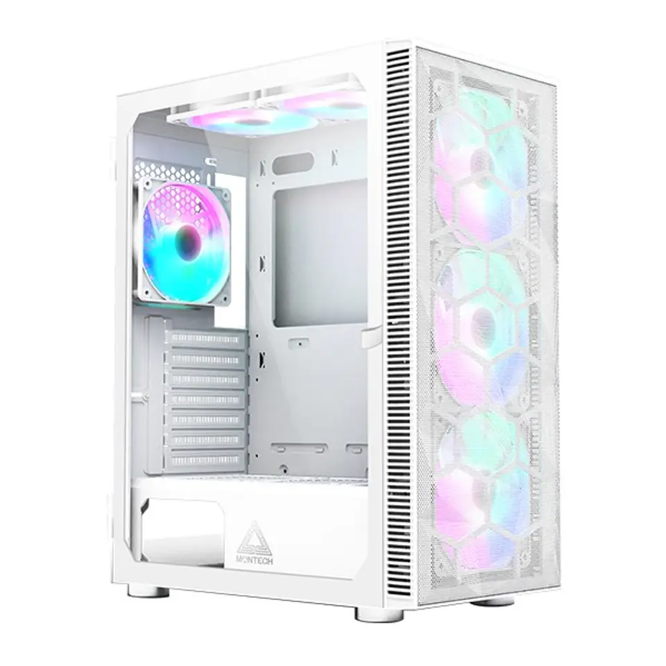 Montech X3 Mesh Midi-Tower, RGB, Tempered Glass - weiß at Wasserman.eu