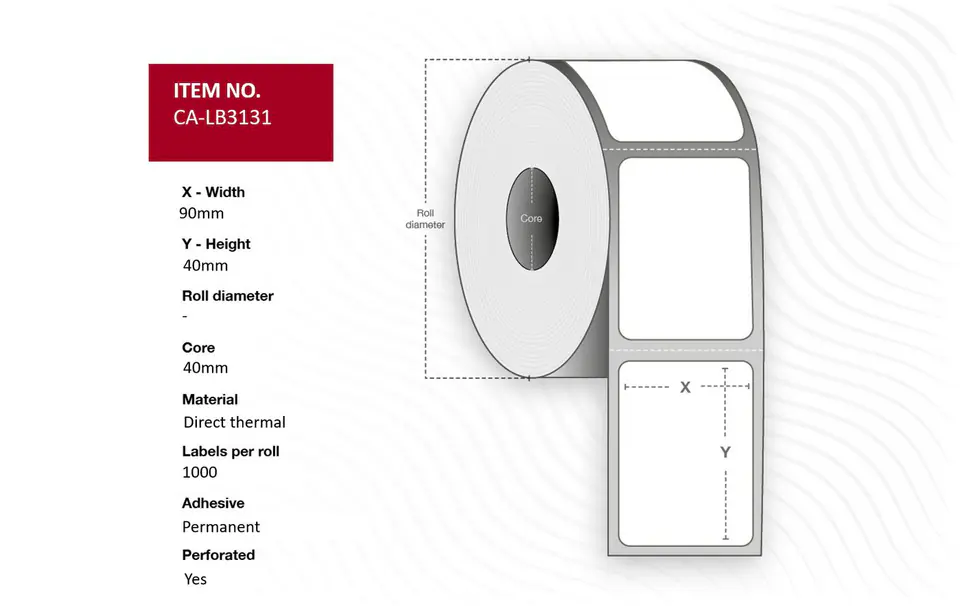 Capture Label 90 x 40mm, Core 40mm, w sklepie Wasserman.eu