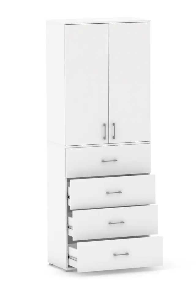 ⁨Regał Szafa POLA 215 4S3P2D - 4 szuflady- 4 szerokości do wyboru. Biały⁩ w sklepie Wasserman.eu