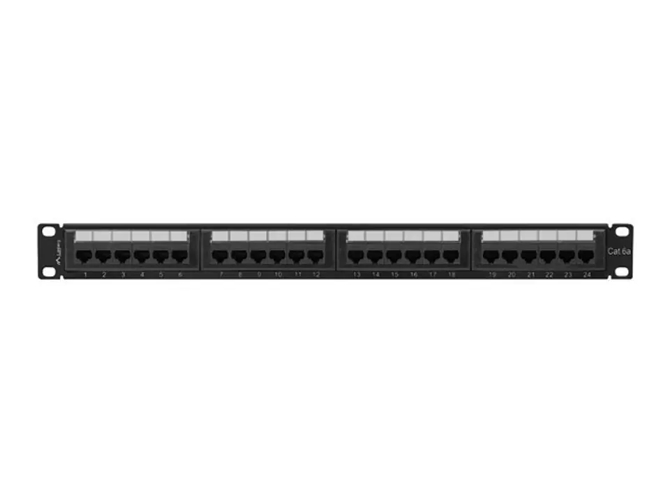 ⁨Patch panel 24 port 1U KAT6A CZARNY PPUA-1024-⁩ at Wasserman.eu