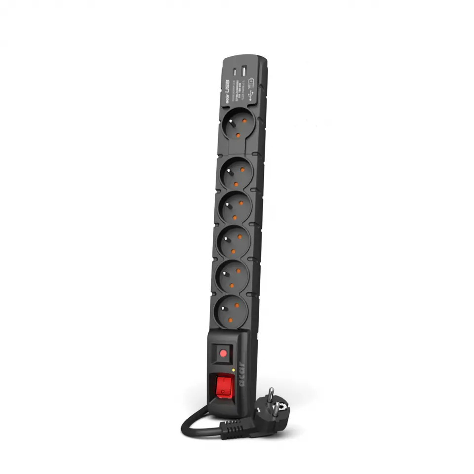 POWER STRIP ACAR S6 USB A+C 1.5M 6X 230V PL PD 3.0 QC BLACK at Wasserman.eu