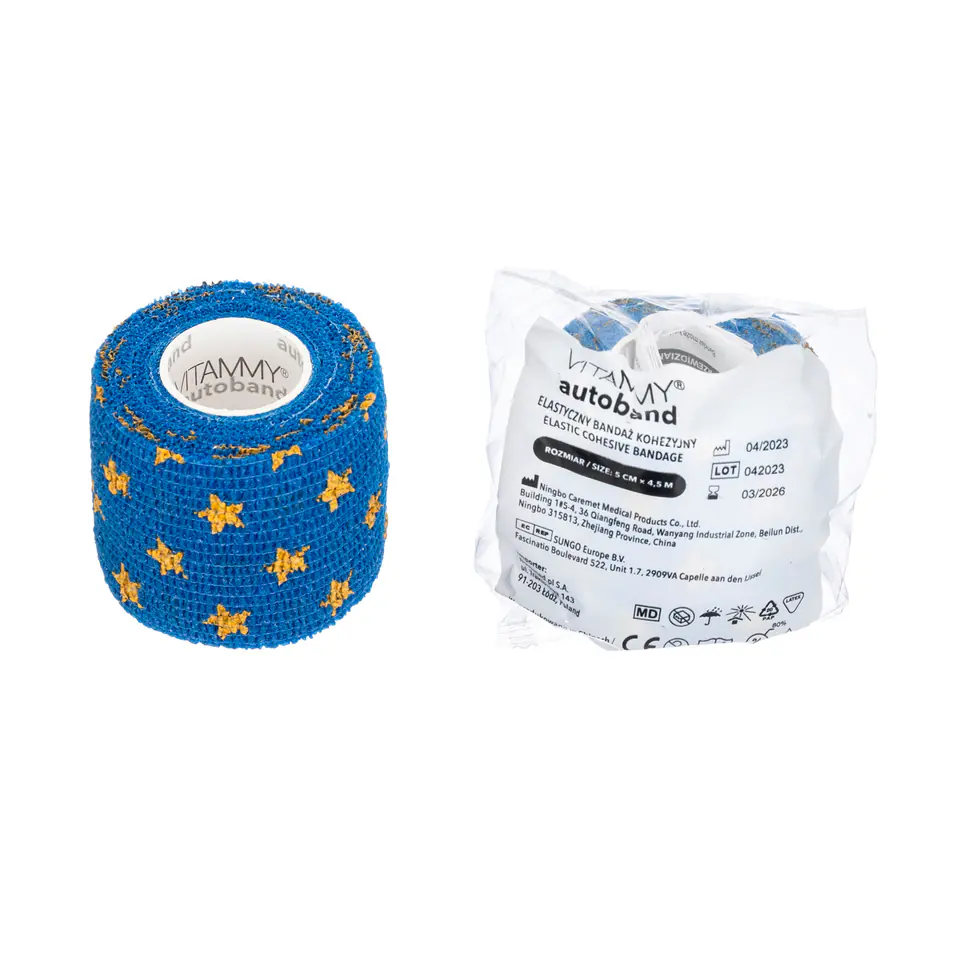 ⁨VITAMMY AUTOBAND GWIAZDKI 5cm x 450cm Elastyczny bandaż kohezyjny samoprzylepny⁩ w sklepie Wasserman.eu