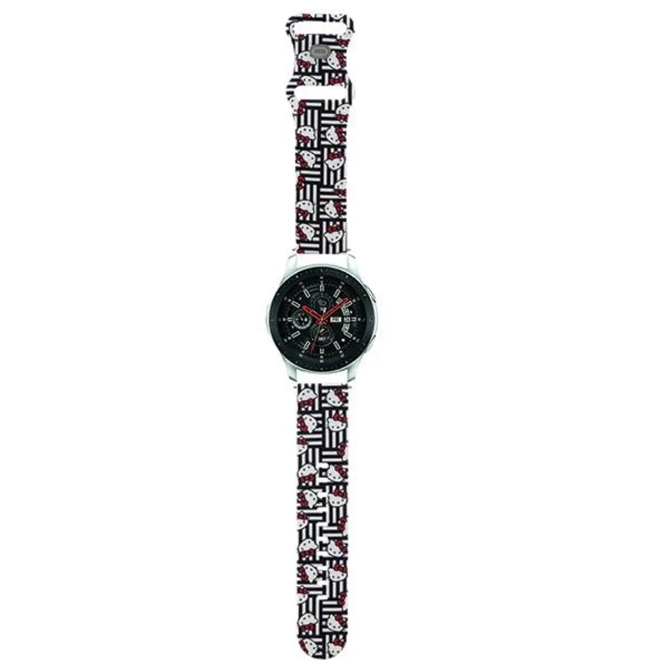 ⁨Hello Kitty Pasek Uniwersalny HKUWLSDIESK Silicone Heads & Stripes czarny/black strap 22mm⁩ w sklepie Wasserman.eu