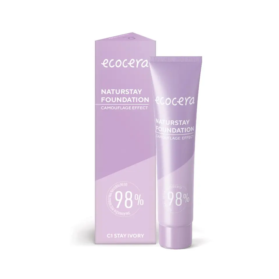 ⁨ECOCERA Naturstay Foundation Naturalny Podkład - efekt kamuflażu C1 Stay Ivory 30ml⁩ w sklepie Wasserman.eu