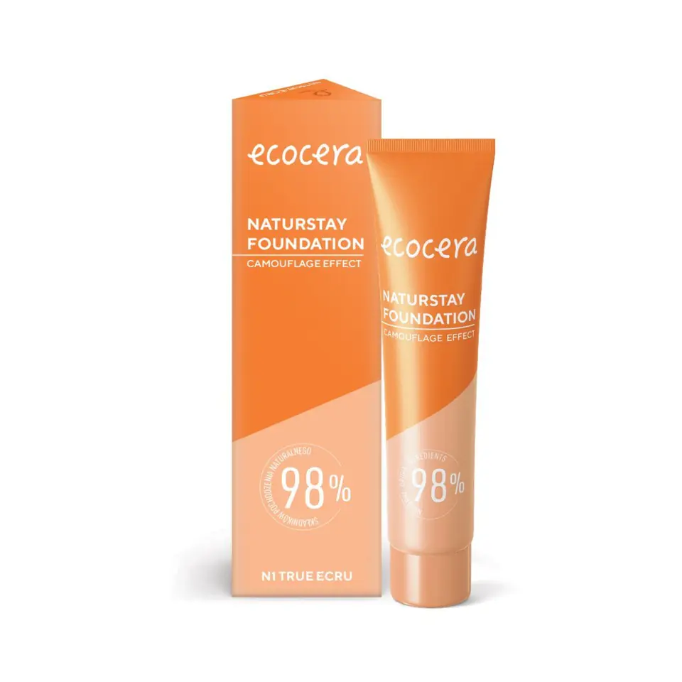 ⁨ECOCERA Naturstay Foundation Naturalny Podkład - efekt kamuflażu N1 True Ecru 30ml⁩ w sklepie Wasserman.eu