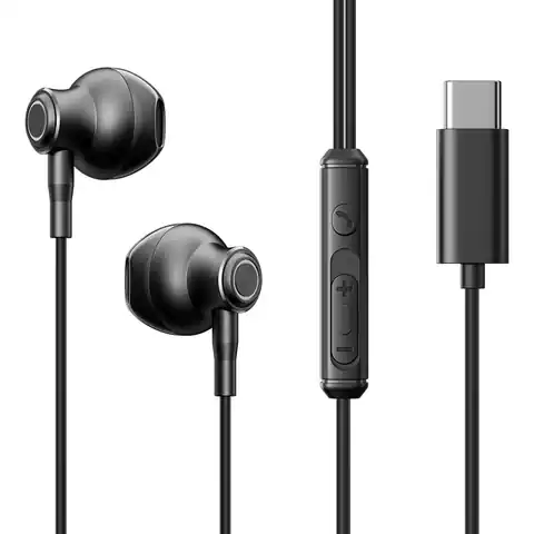 ⁨Zestaw słuchawkowy słuchawki douszne USB-C kabel 1.2m czarne⁩ w sklepie Wasserman.eu