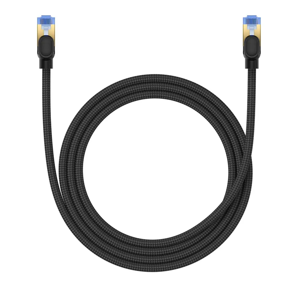 ⁨Szybki kabel sieciowy LAN RJ45 cat.7 10Gbps plecionka 1.5m czarny⁩ w sklepie Wasserman.eu