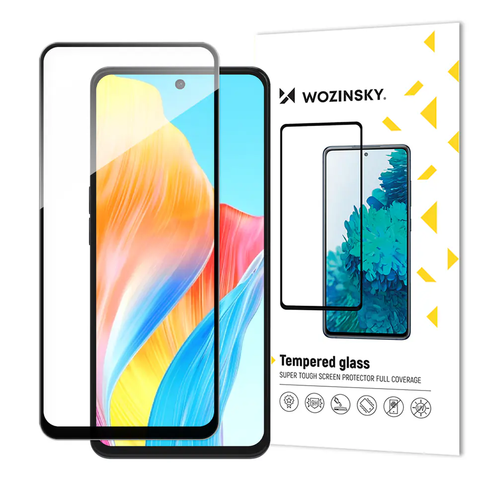 ⁨Wytrzymałe szkło hartowane na cały ekran z ramką do Oppo A98 5G Full Glue czarne⁩ w sklepie Wasserman.eu
